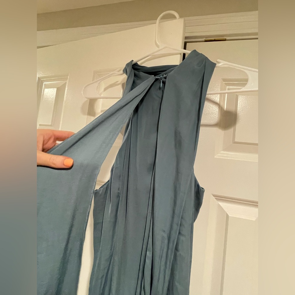 Light Blue Silk Halter Mini Dress - Picture 5 of 9
